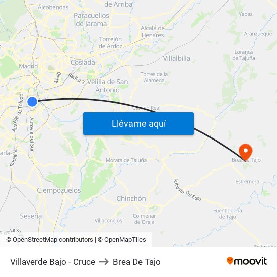 Villaverde Bajo - Cruce to Brea De Tajo map