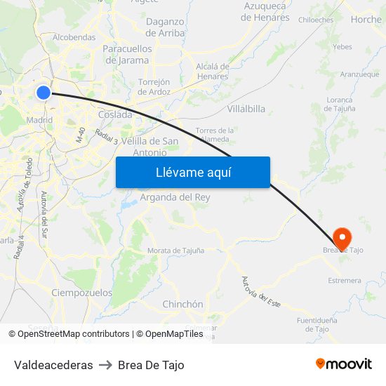 Valdeacederas to Brea De Tajo map