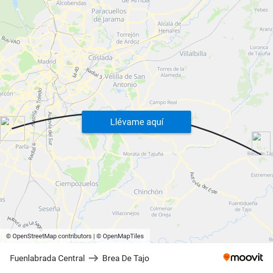 Fuenlabrada Central to Brea De Tajo map