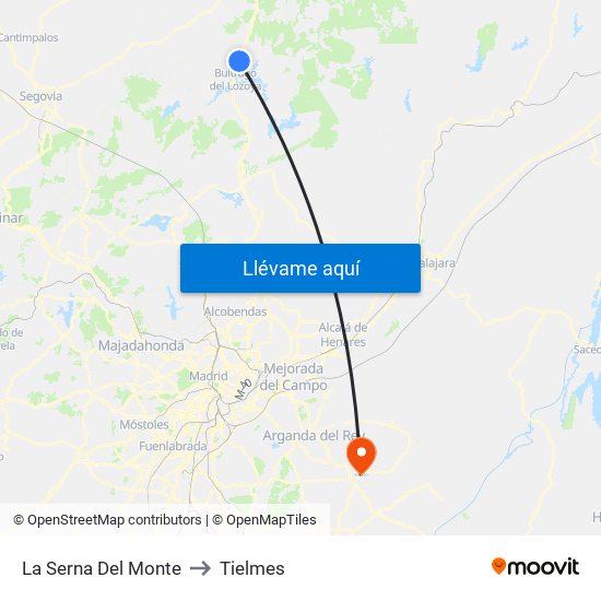 La Serna Del Monte to Tielmes map