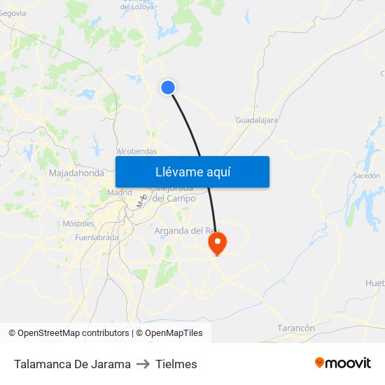 Talamanca De Jarama to Tielmes map