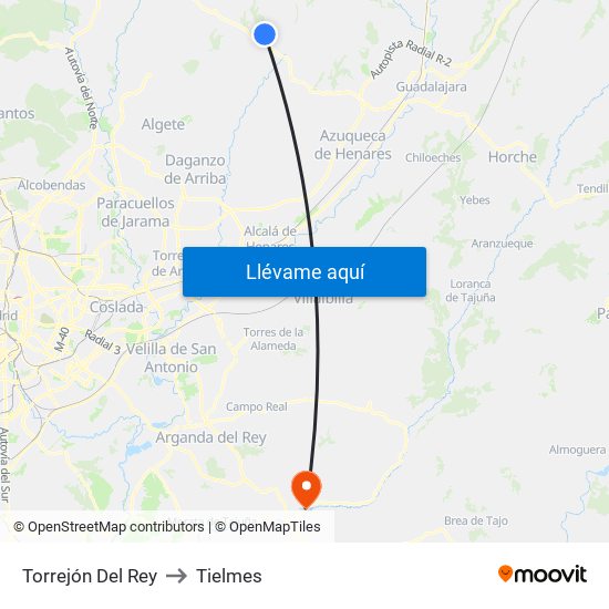 Torrejón Del Rey to Tielmes map