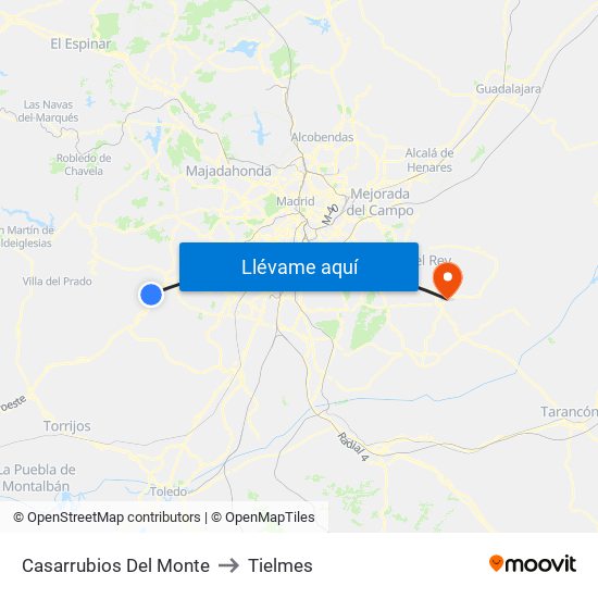 Casarrubios Del Monte to Tielmes map