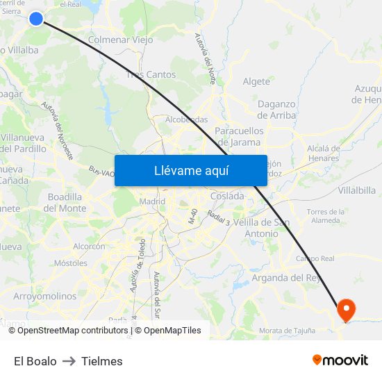 El Boalo to Tielmes map