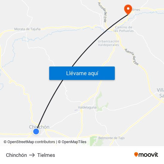 Chinchón to Tielmes map