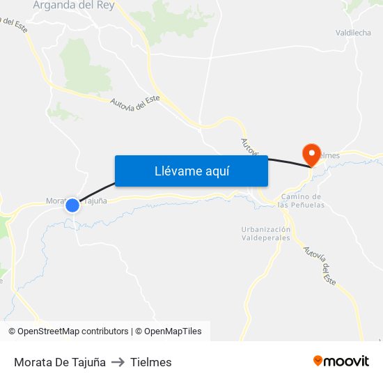 Morata De Tajuña to Tielmes map