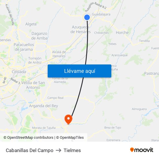 Cabanillas Del Campo to Tielmes map