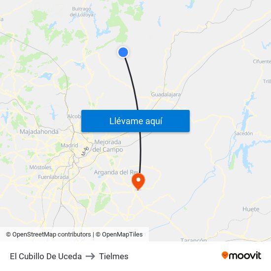 El Cubillo De Uceda to Tielmes map