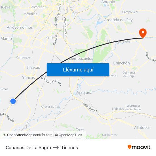 Cabañas De La Sagra to Tielmes map