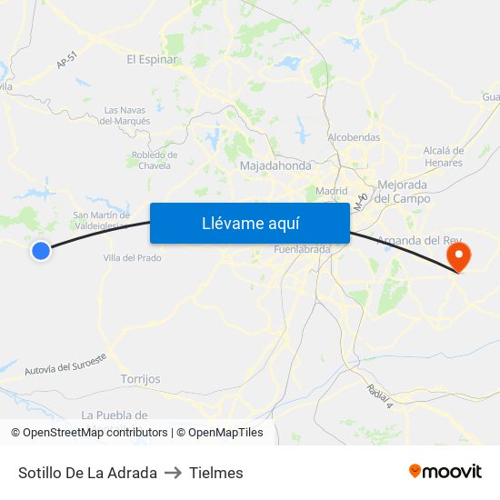 Sotillo De La Adrada to Tielmes map