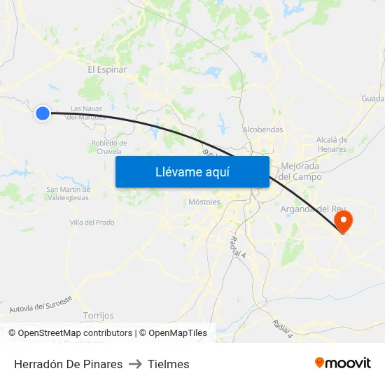 Herradón De Pinares to Tielmes map