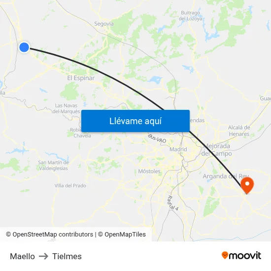 Maello to Tielmes map