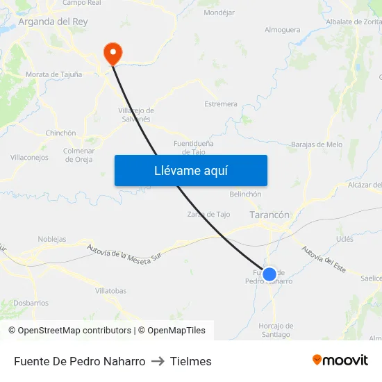 Fuente De Pedro Naharro to Tielmes map