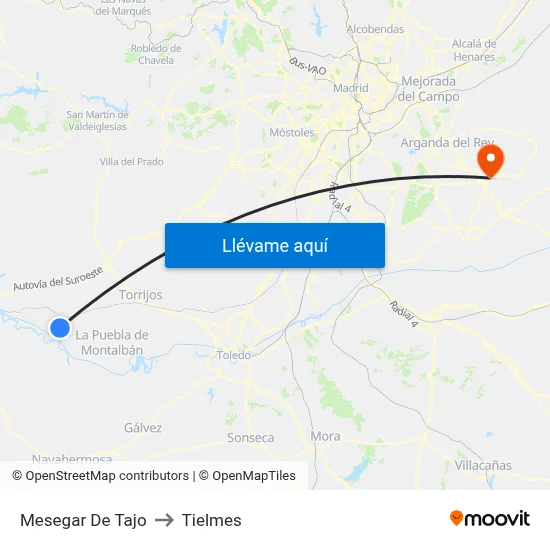 Mesegar De Tajo to Tielmes map
