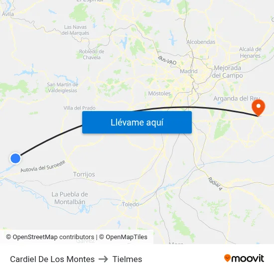 Cardiel De Los Montes to Tielmes map