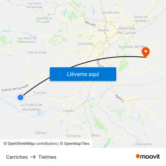 Carriches to Tielmes map