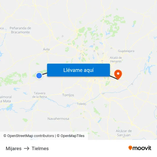 Mijares to Tielmes map