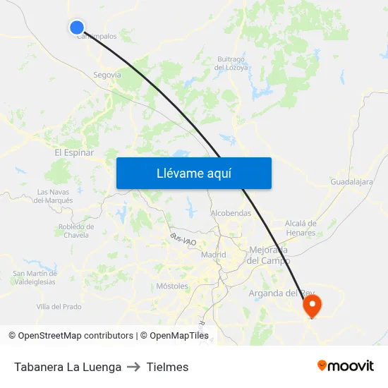 Tabanera La Luenga to Tielmes map
