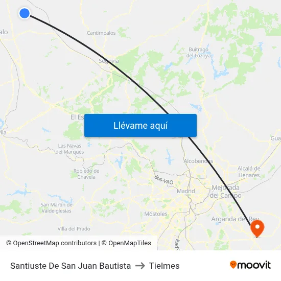 Santiuste De San Juan Bautista to Tielmes map