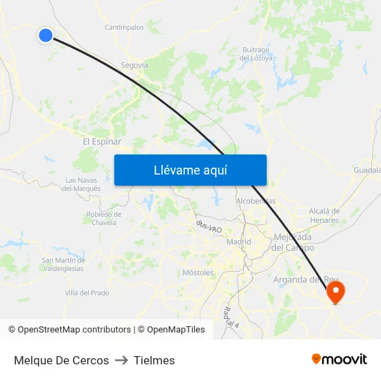 Melque De Cercos to Tielmes map