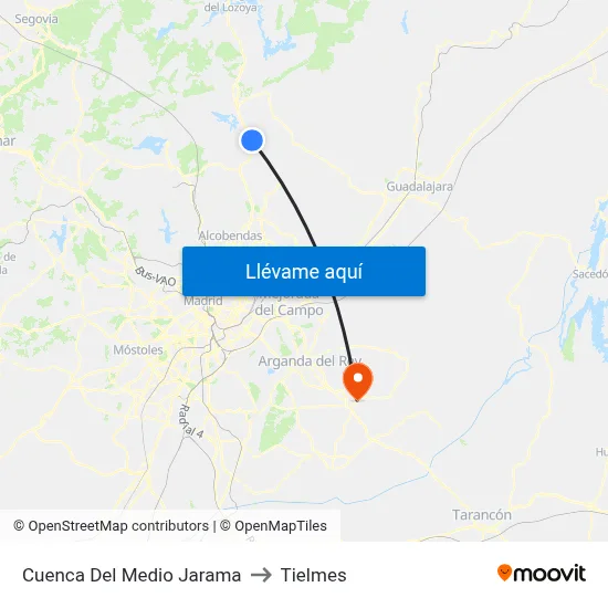 Cuenca Del Medio Jarama to Tielmes map