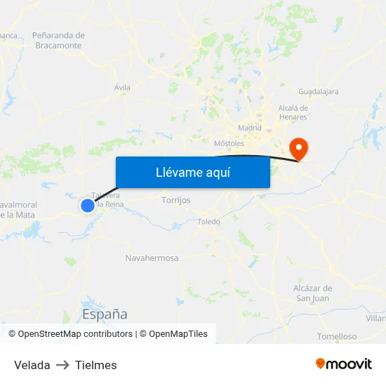 Velada to Tielmes map