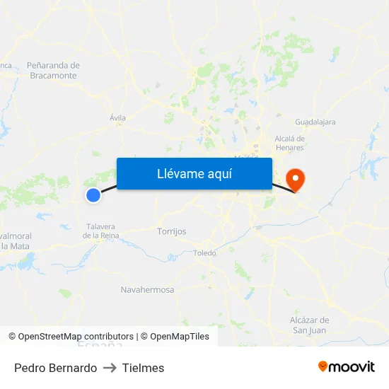 Pedro Bernardo to Tielmes map