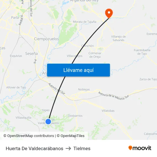 Huerta De Valdecarábanos to Tielmes map