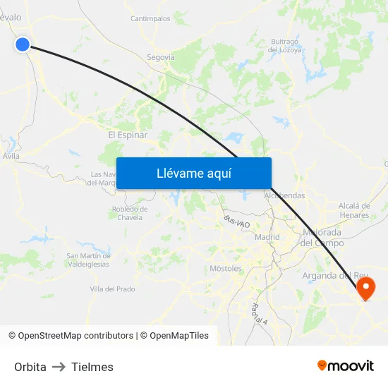 Orbita to Tielmes map