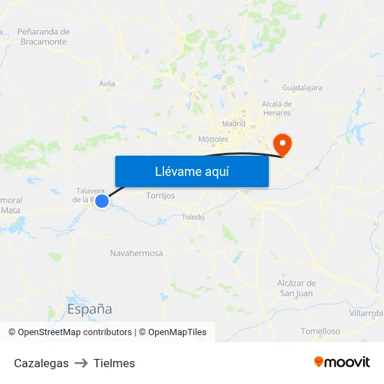 Cazalegas to Tielmes map