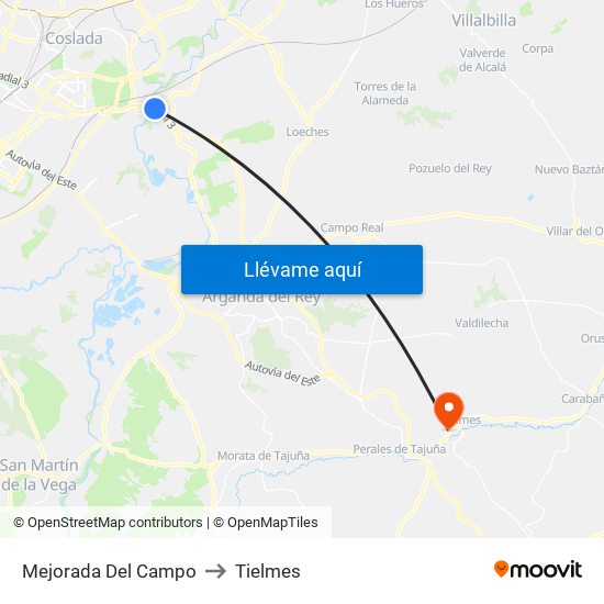 Mejorada Del Campo to Tielmes map