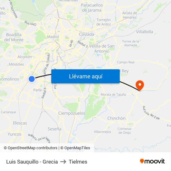 Luis Sauquillo - Grecia to Tielmes map