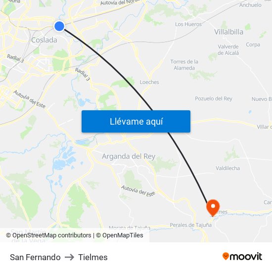 San Fernando to Tielmes map