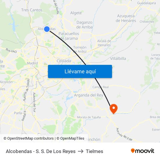 Alcobendas - S. S. De Los Reyes to Tielmes map
