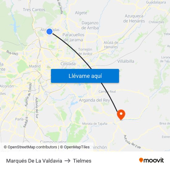 Marqués De La Valdavia to Tielmes map