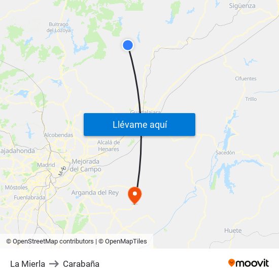 La Mierla to Carabaña map