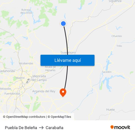 Puebla De Beleña to Carabaña map