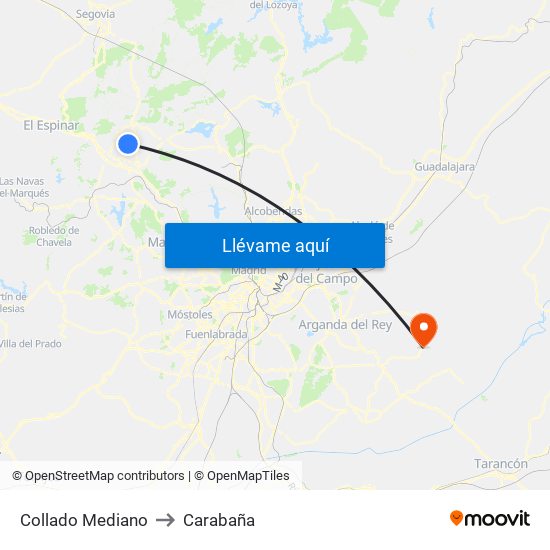 Collado Mediano to Carabaña map