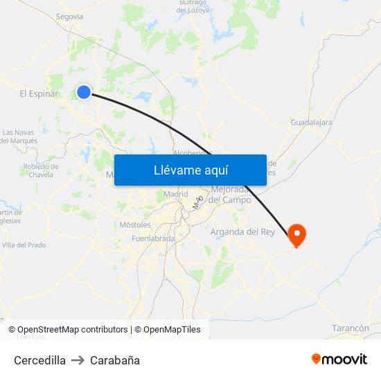 Cercedilla to Carabaña map