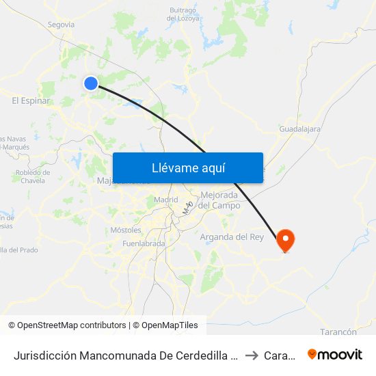 Jurisdicción Mancomunada De Cerdedilla Y Navacerrada to Carabaña map
