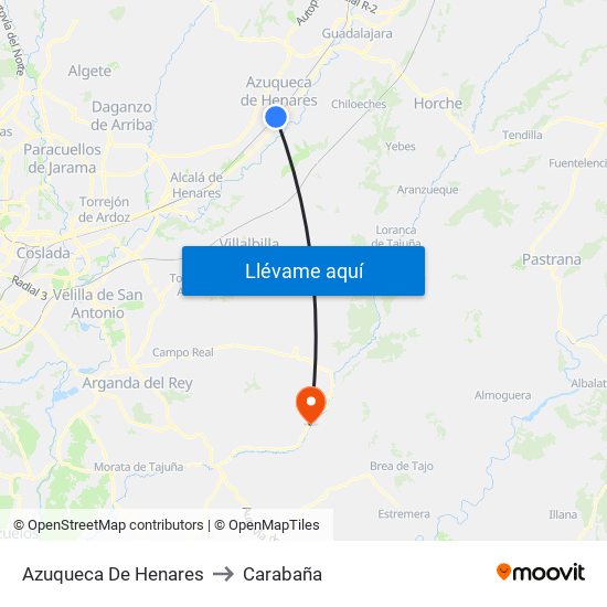 Azuqueca De Henares to Carabaña map