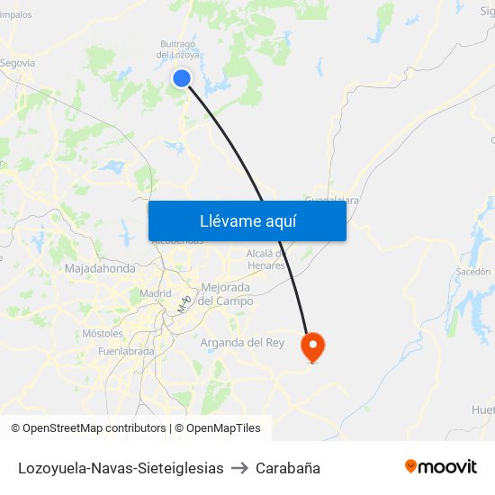 Lozoyuela-Navas-Sieteiglesias to Carabaña map