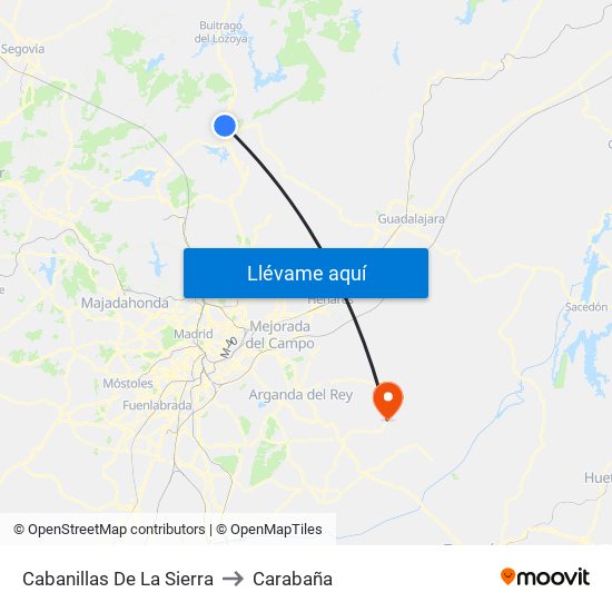 Cabanillas De La Sierra to Carabaña map