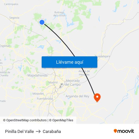 Pinilla Del Valle to Carabaña map