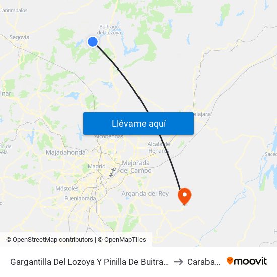 Gargantilla Del Lozoya Y Pinilla De Buitrago to Carabaña map