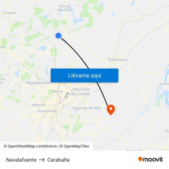 Navalafuente to Carabaña map