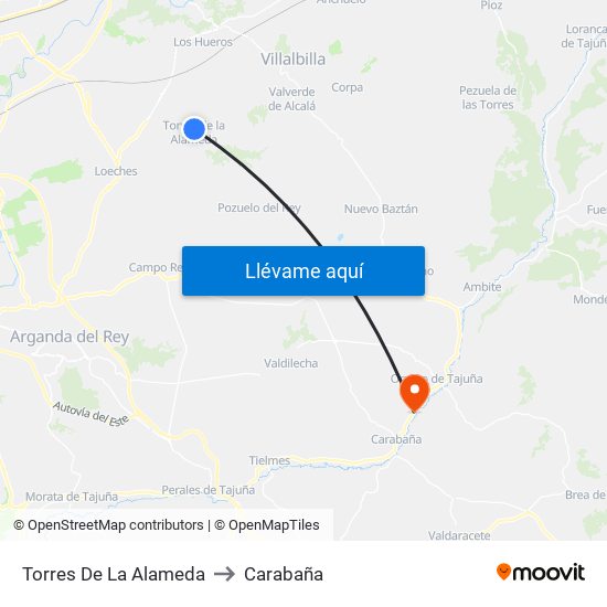 Torres De La Alameda to Carabaña map
