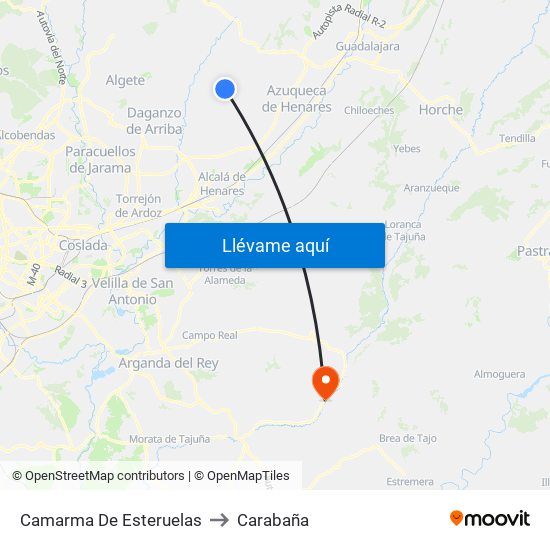 Camarma De Esteruelas to Carabaña map