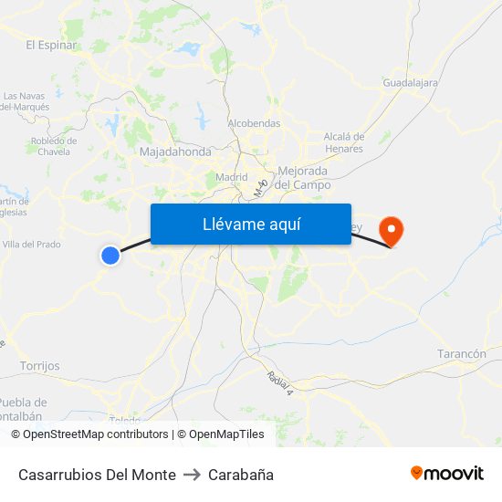 Casarrubios Del Monte to Carabaña map