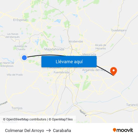 Colmenar Del Arroyo to Carabaña map